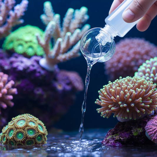 Dosificación de All For Reef en acuario marino de arrecife con corales coloridos