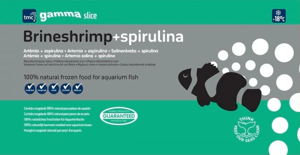 GAMMA SLICE – Spirulina Brineshrimp Flat Pack 250g (Artemia enriquecida con espirulina)